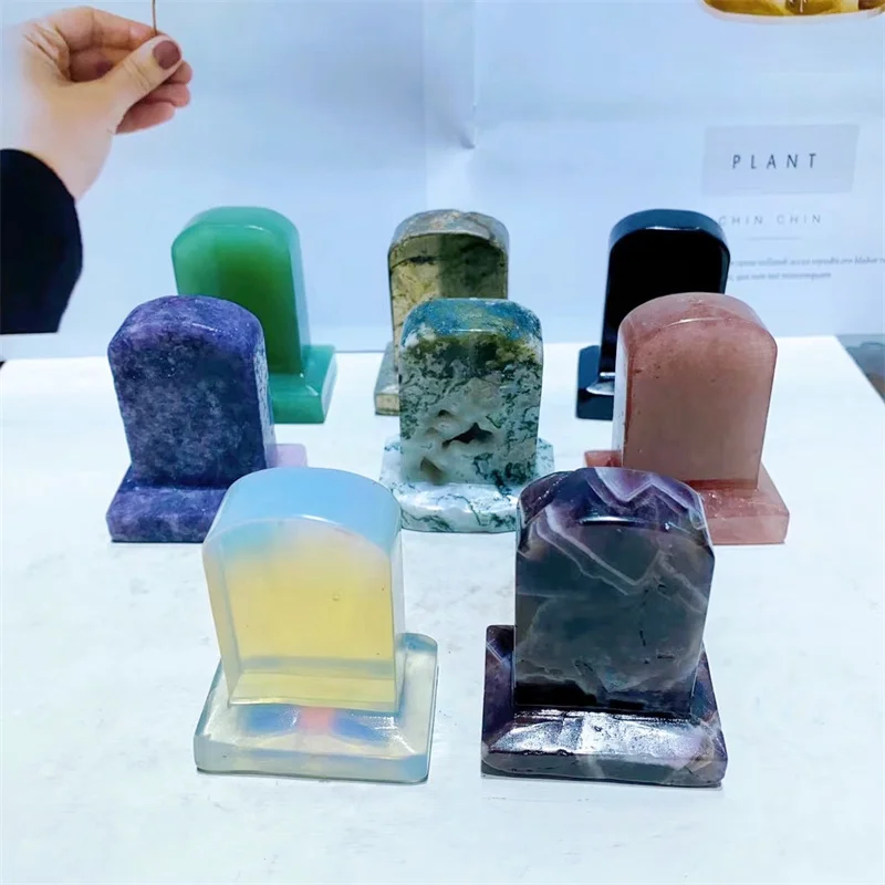 

Natural Crystal Quartz Hand Carved Cartoon Halloween Tombstone Home Decoration Crafts Christmas Gift