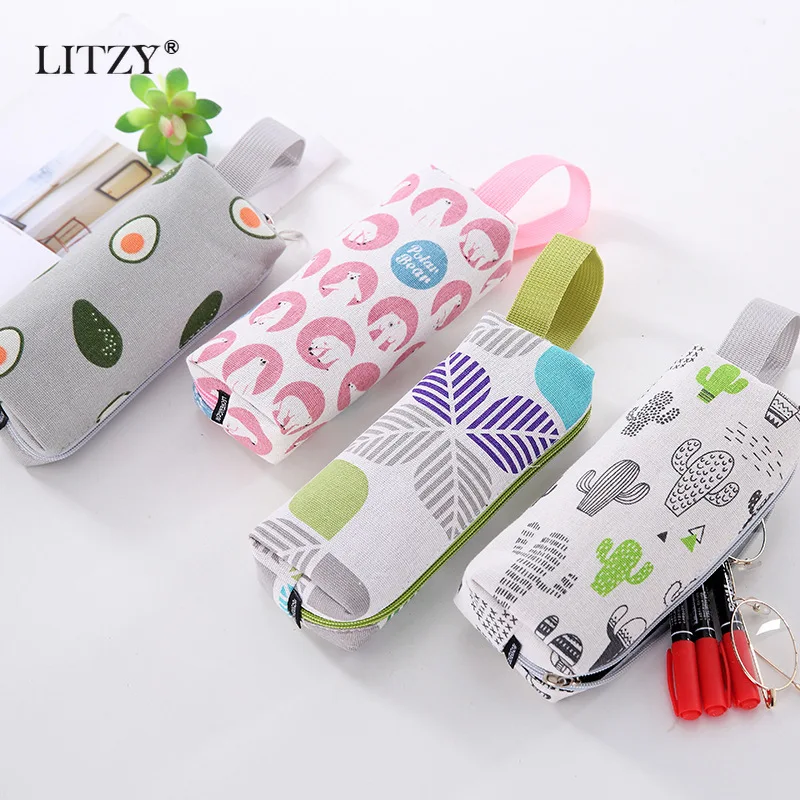 Case Cute Avocado Pencilcase For Cactus School Pencil Box Polar Bear Pencil Bag School Supplies Stationery