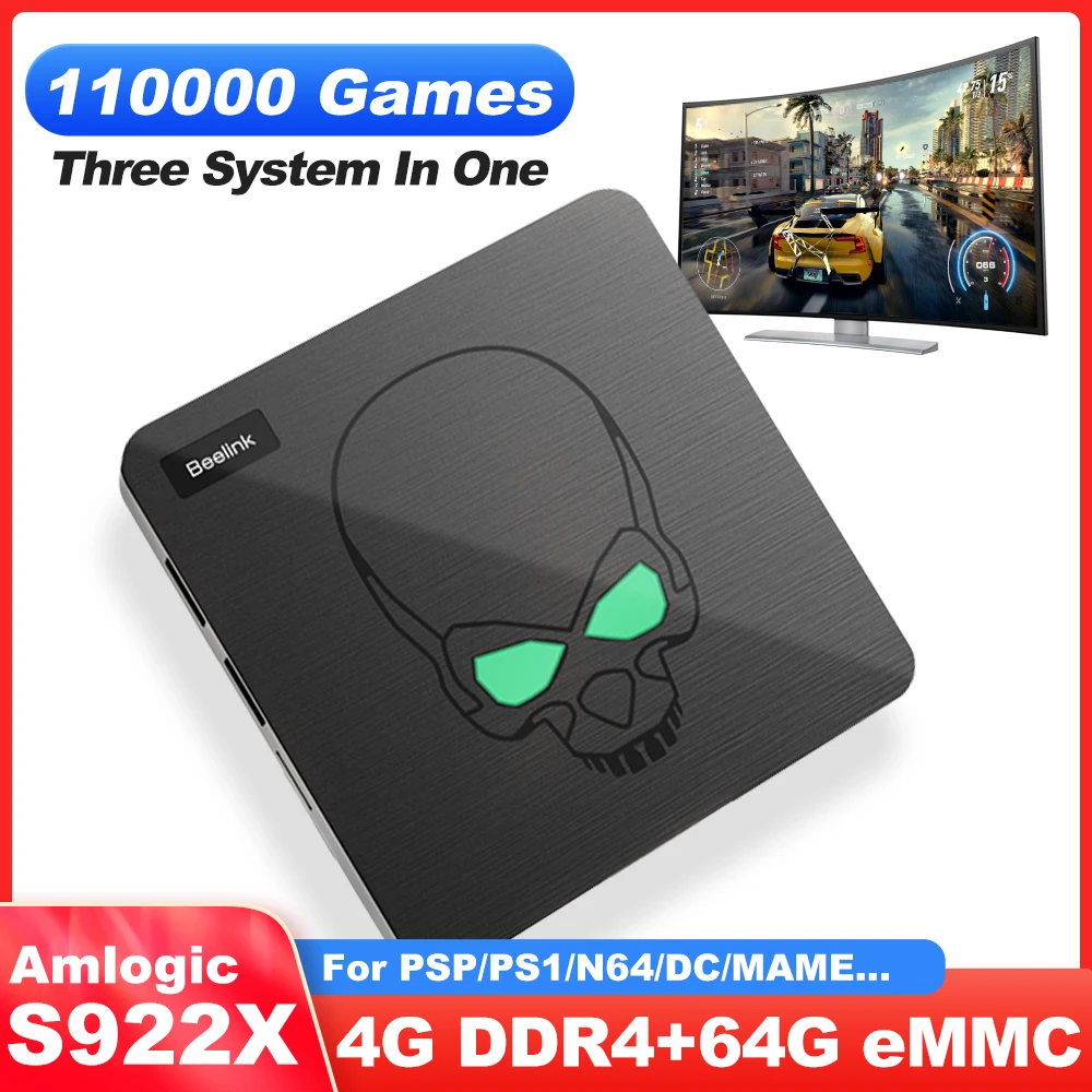 Retro Video Game Console Built-in 70 Emulators 110000 Games For PSP/PS1/N64/SNES/MAME Beelink GT King Android 9.0 TV Box WIFI 6