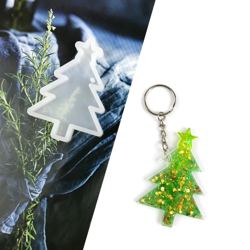 

3Pcs DIY Christmas Tree Star Silicone Epoxy Molds DIY Keychain Pendant Jewelry Crafting Mould for Xmas Love Gift Craft