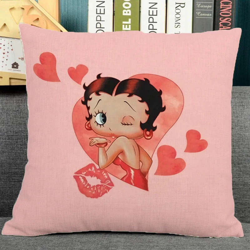 

Декоративные подушки Bettys Boop для кровати, чехол для подушки, Короткие Плюшевые наволочки, подушки размером 45x45, подушки размером 45*45