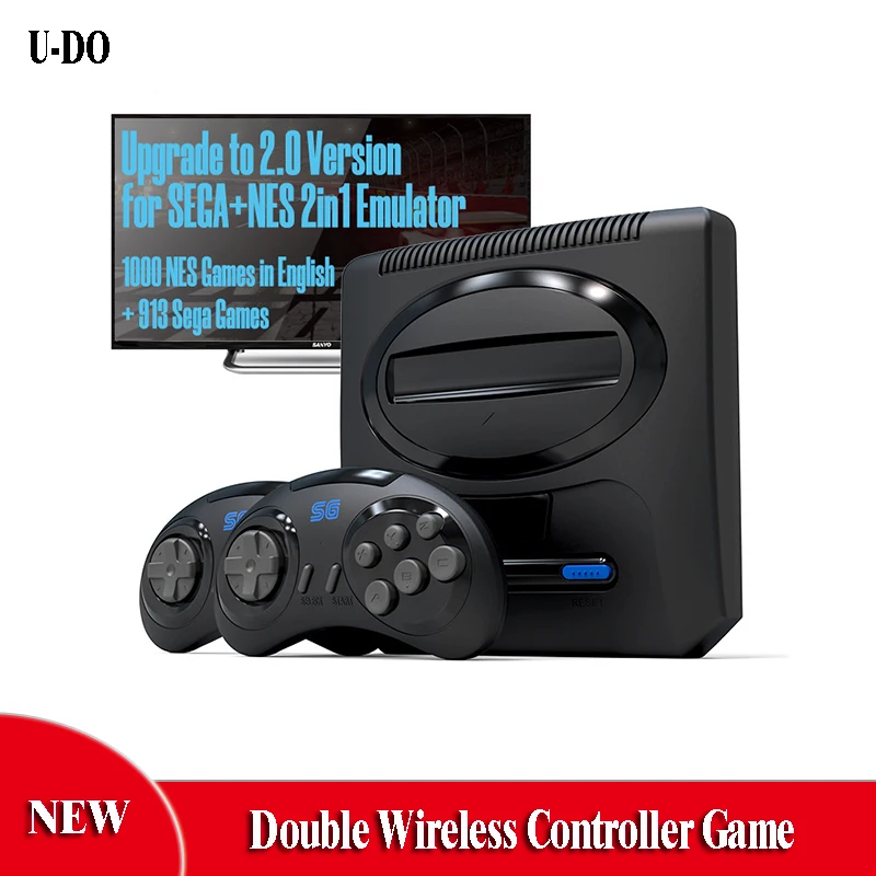 16 Bit MD Video Retro Game Console Wireless Controller For Sega Mega Drive 2 Built-in 1913 Classic Games Support HD TV OutPut
