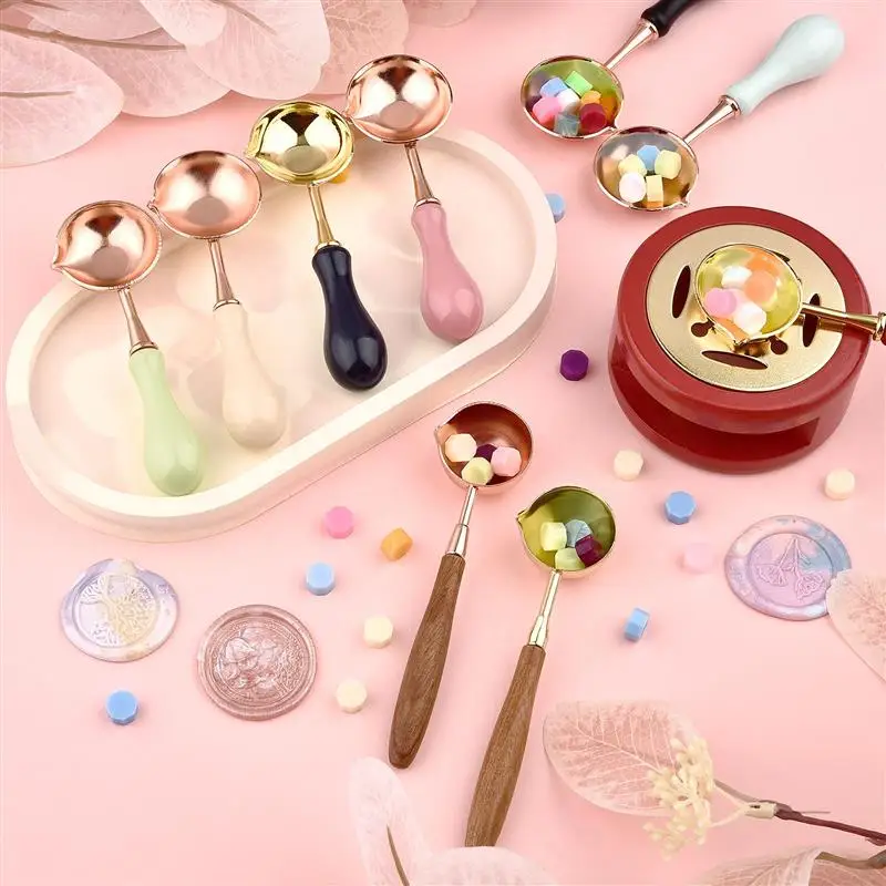 Ложка для воска изготовления штампов с деревянной ручкой винтажный конверт