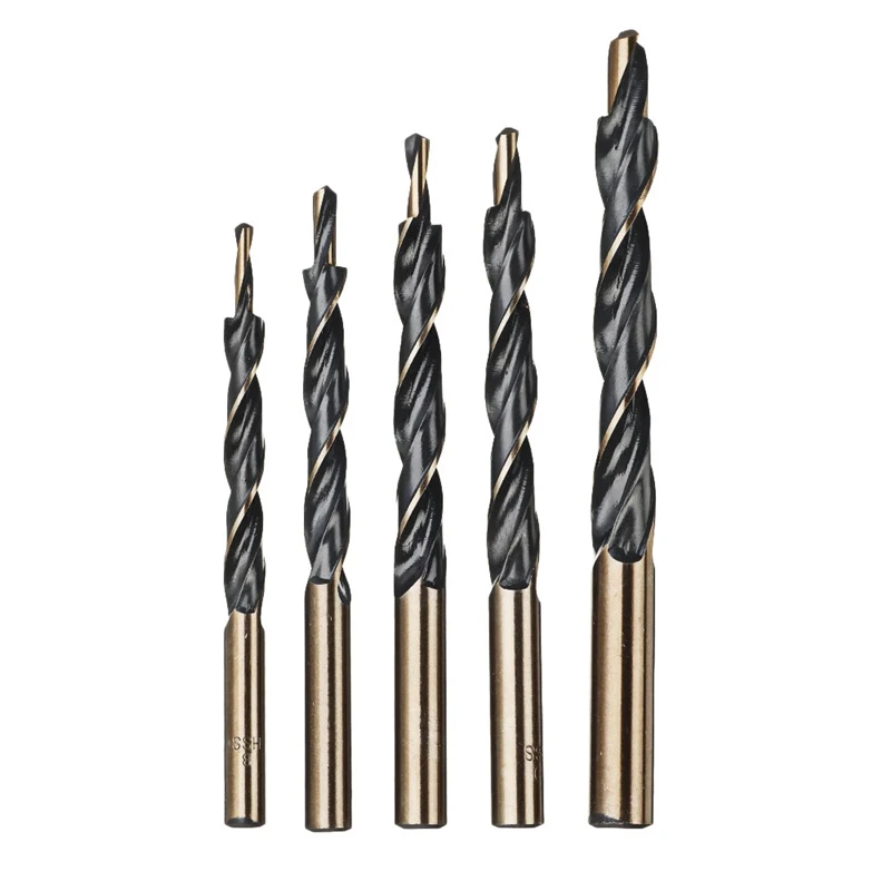 

5Pcs HSS Cobalt Coated Twist Step Drill Bits For Manual Pocket Hole Jig Master System Woodworking Metal Stainless Steel Drilling