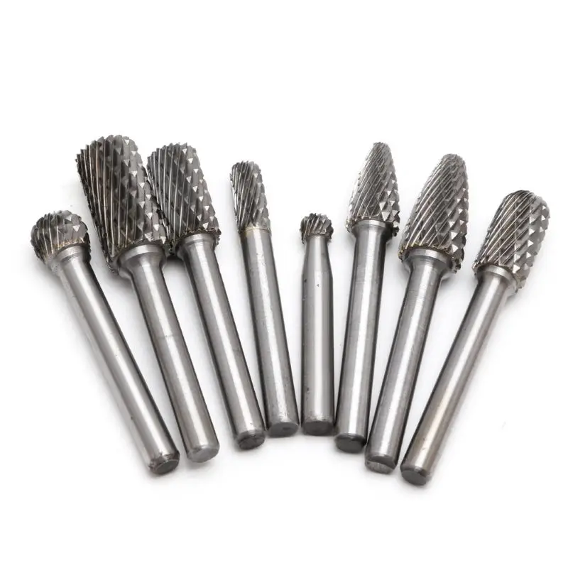 

8pc Tungsten Carbide Burr Bit 1/4" 6mm Rotary Cutter Files Engraving Set New