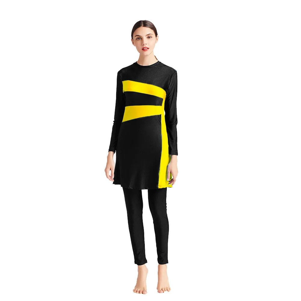 Облегающий однотонный мусульманский купальник из полиэстера с цифровым принтом