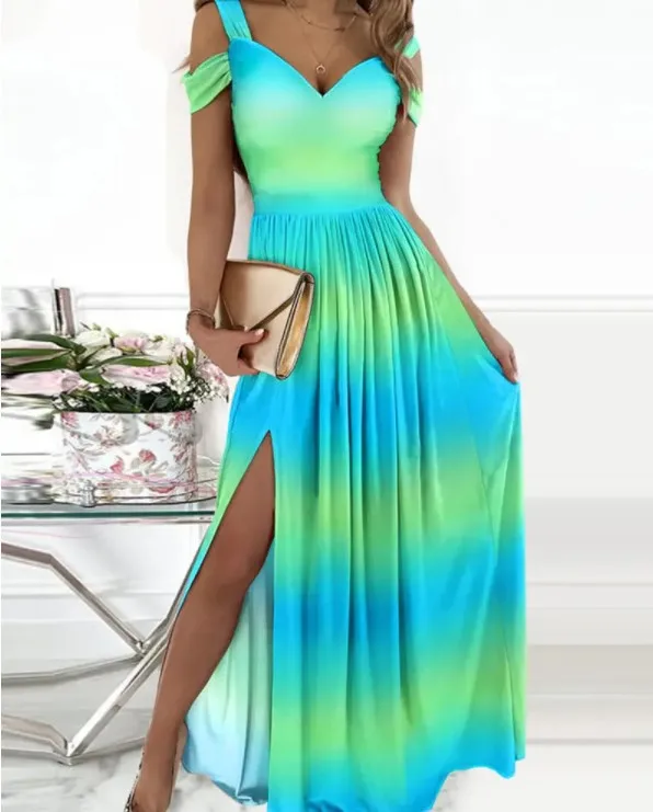 

Dress Women gradient Short Sleeve Vestido Sexy Art Ladies Dresses Womens Clothing Party Beach Beach