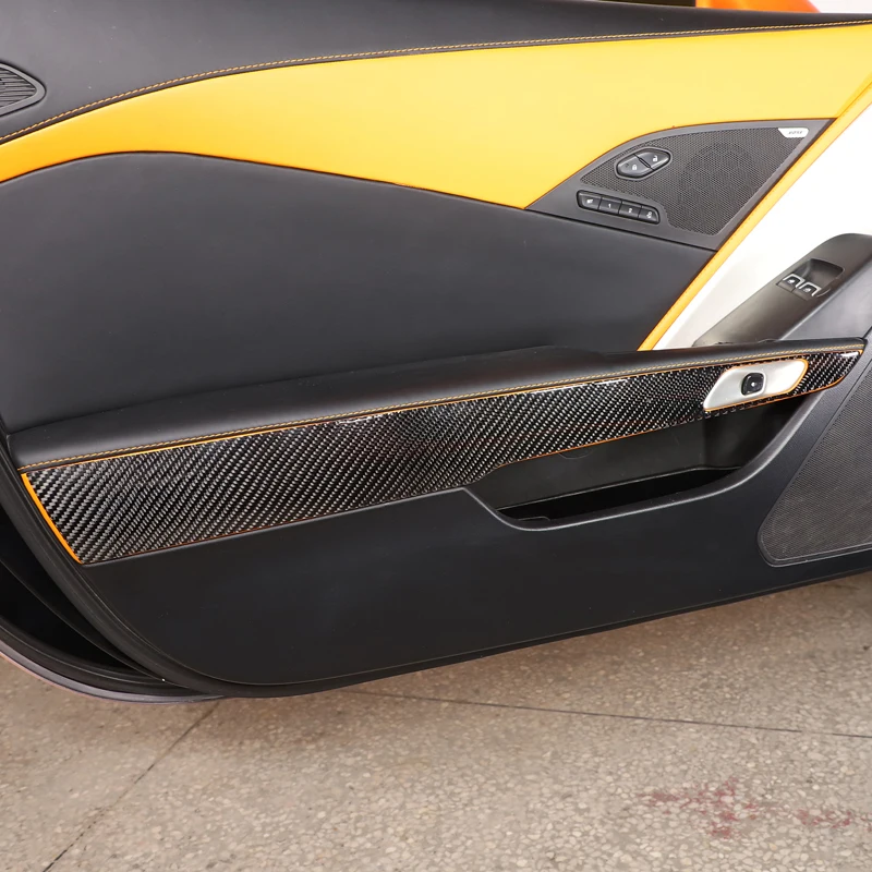 Для Chevrolet Corvette C7 2014-2019 мягкое углеродное волокно внутренняя дверная ручка панель
