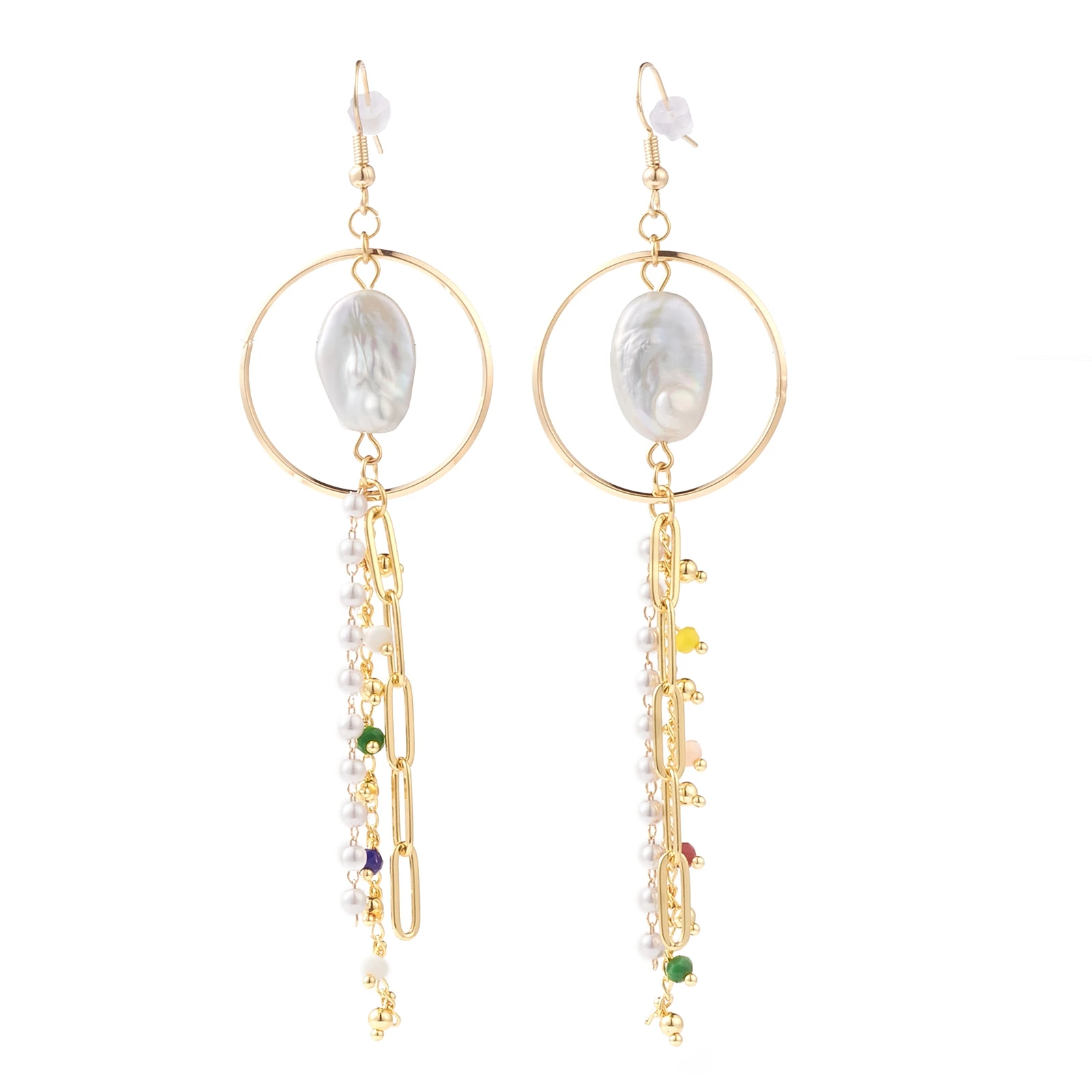 

Kissitty 3 Styles 3Pairs Pearl Beads Chain Tassel Earrings For Women Brass Hook Dangle Earrings Jewelry Finding Gift