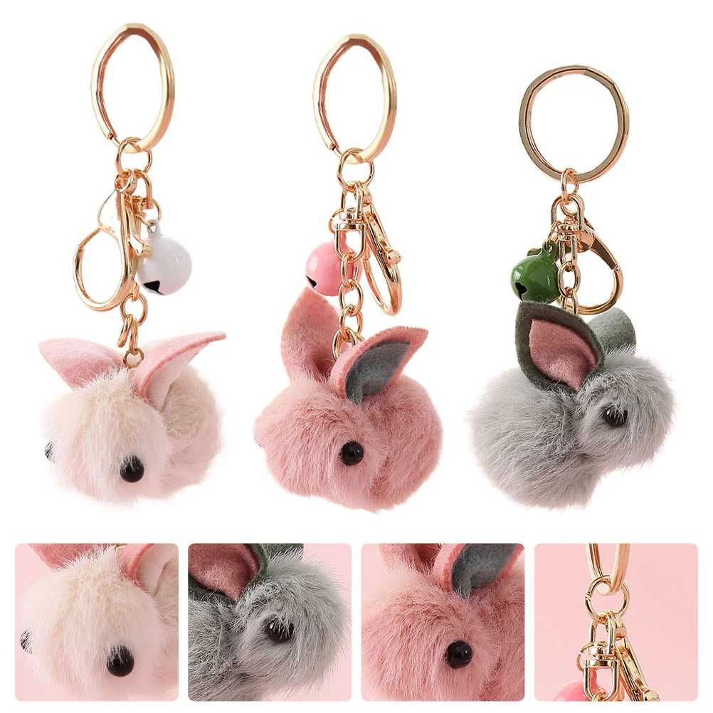 

Keychain Rabbit Bunny Key Plush Pendant Fluffy Pom Keyring Chain Animal Fur Keychains Mini Toys Cute Stuffed Kids Cartoon Ring