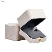 2022 New Gorgeous Leather Ring Gift Box Single Ring Bearer Case White Jewelry Display Holder Storage Box Pendant Organizer