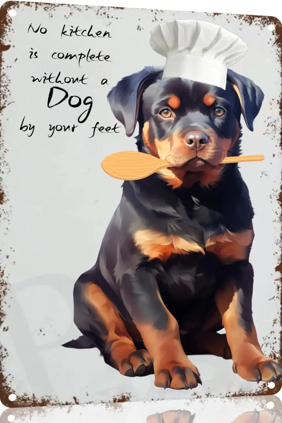 Rottweler Ktchen Art Prnt Creae Tn Sgn Забавная новинка Металлический Vntage Настенный декор для