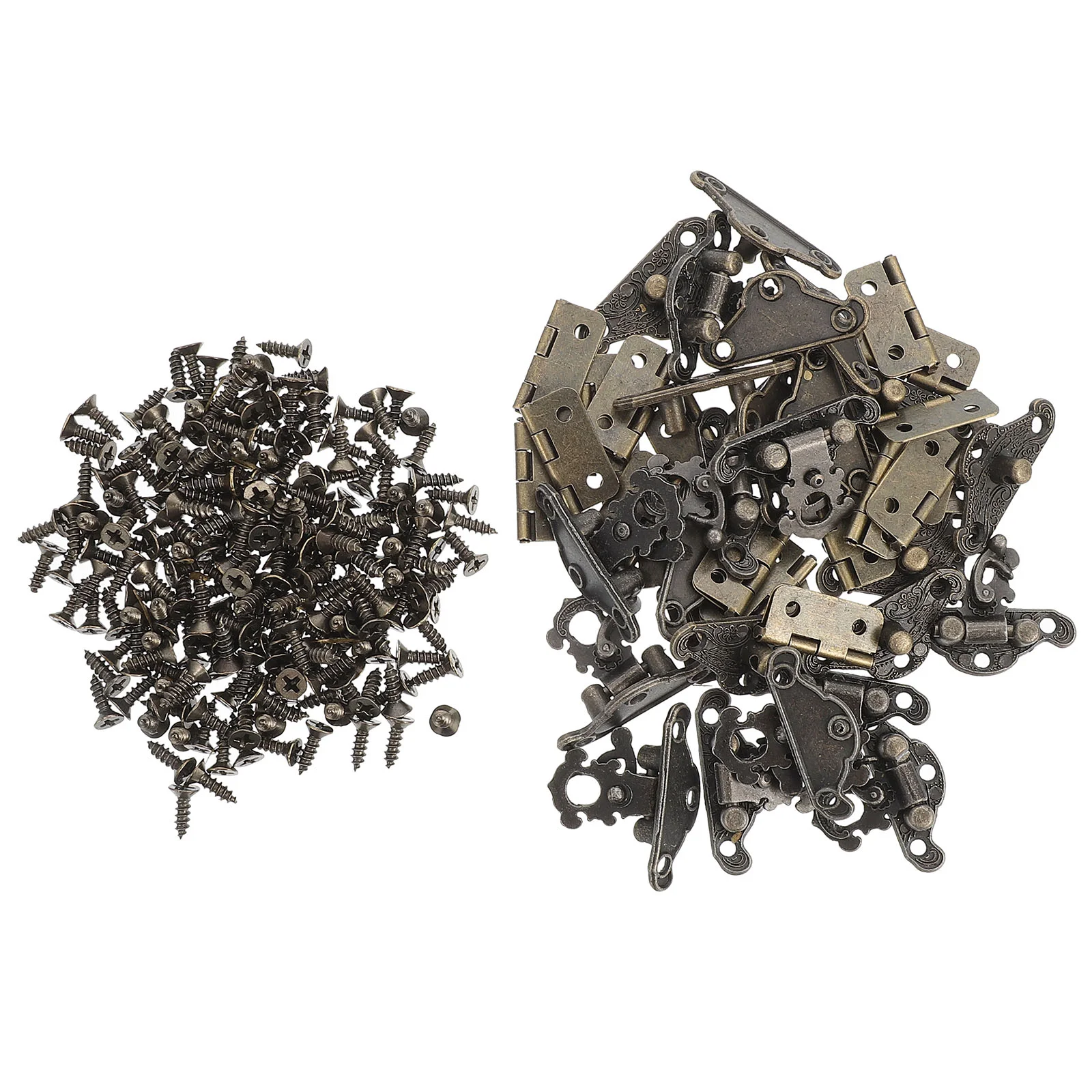 

Hinges Box Hinge Buckles Gift Jewelry Case Cabinet Windows Screwshardware Engraved Bronze Vintage Wood Furniture Miniature Retro