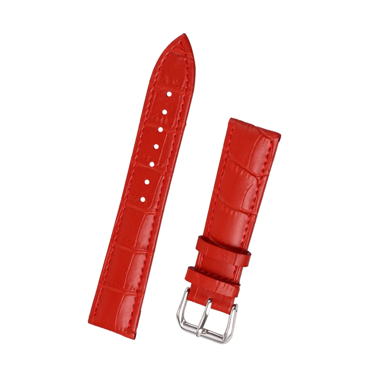 

12MM Leather Watch Band Fashion Wrist Watch Belt Watch Accessories Watch Replacement Strap (Red)