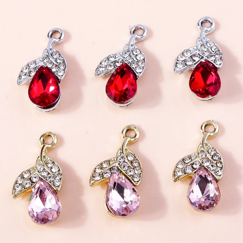 

10pcs 10x22mm Elegant Crystal Tree Leaf Charms Pendants for Jewelry Making Women Fashion Earrings Necklaces DIY Bracelets Gifts