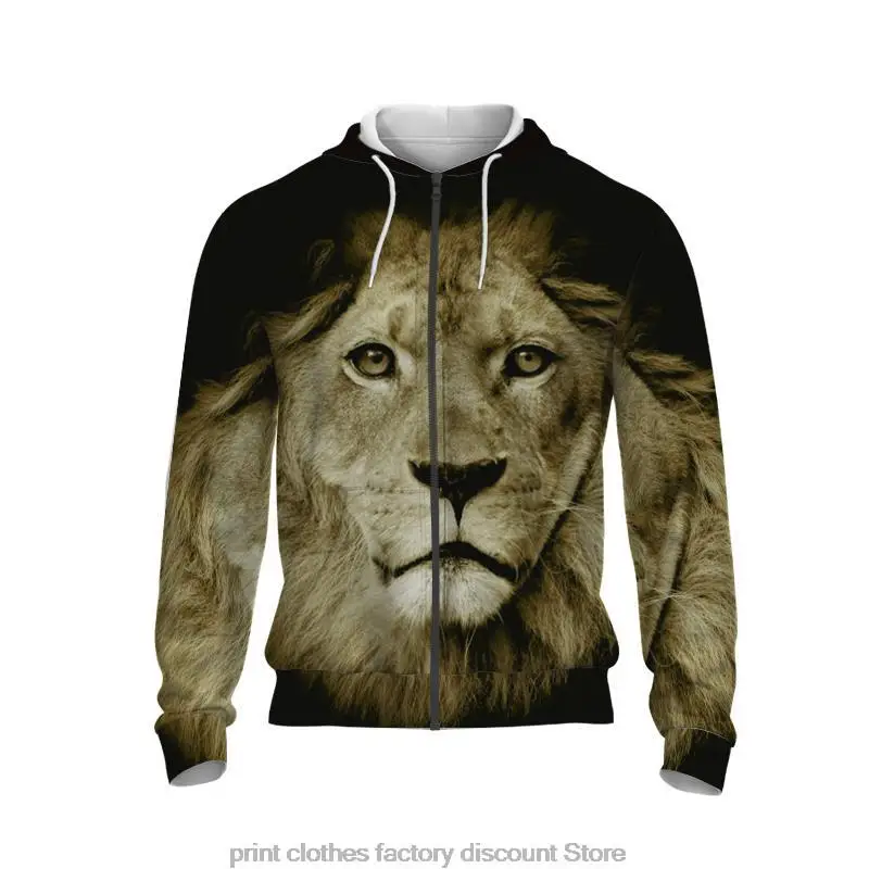 

Trendy Lion 3d Printed Hoodies Men women Casual Hooded Mens Zipper Casual Long Sleeve Mens Clothing Hip Hop Hoodie Tops