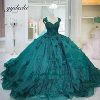 green sleeveless quinceanera dresses beading appliques princess glitter graduation ball gown sparkly vestido de 15 a%c3%b1os 2022