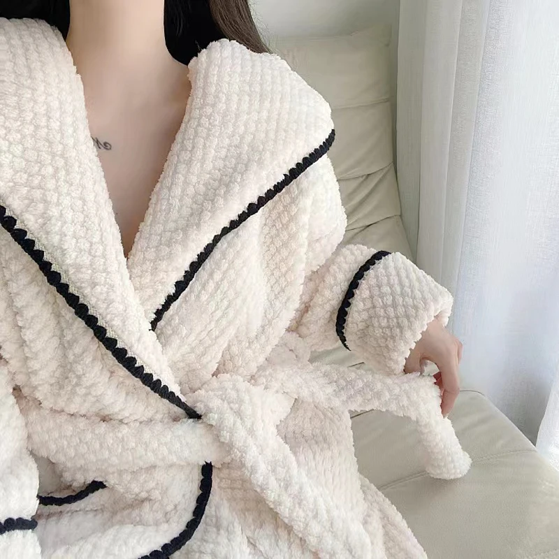 Autumn and Winter Thickened Plush Warm and Comfortable Large Size Hooded Pajamas Pajamas for Women