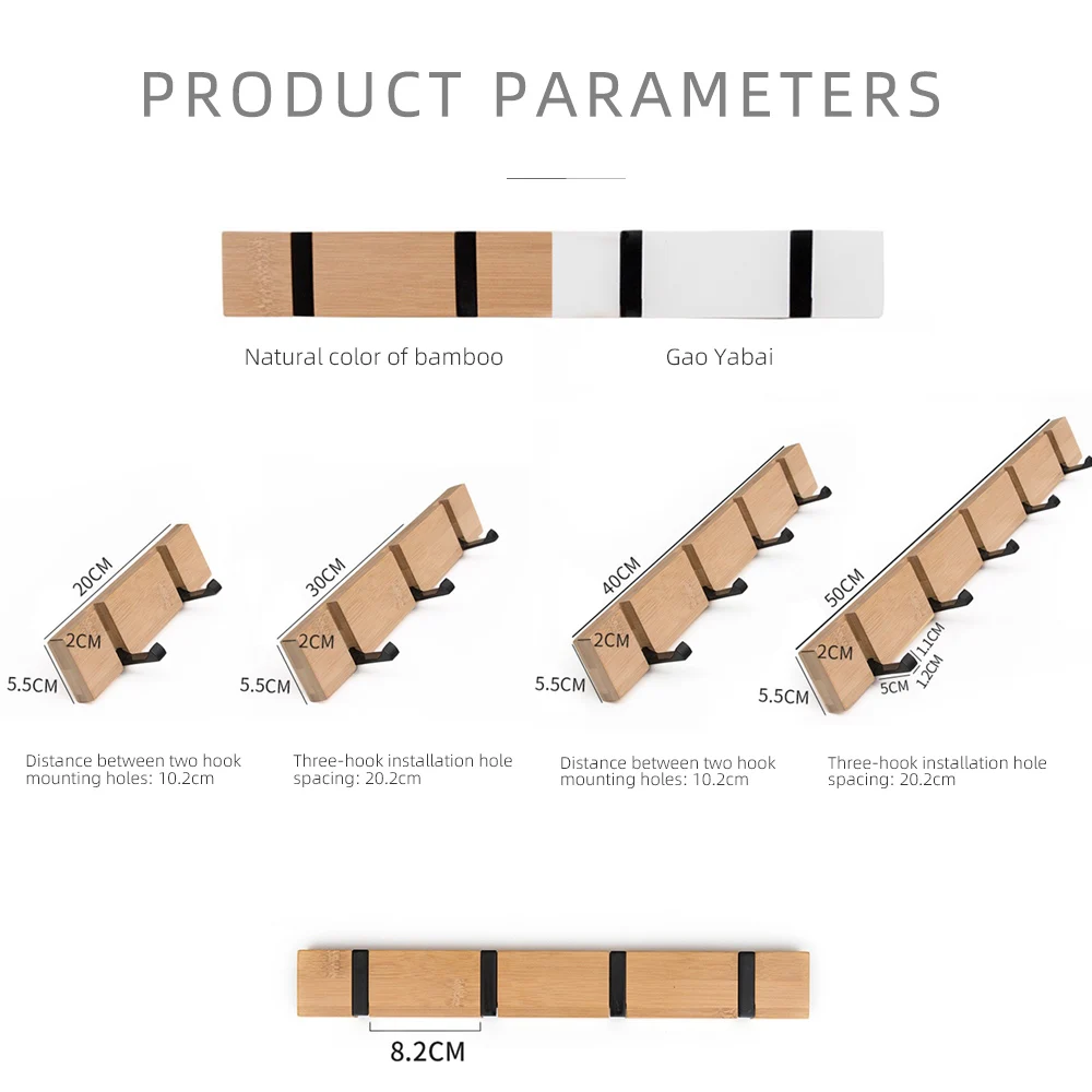 Бамбуковая деревянная полка складные металлические крючки настенные двери
