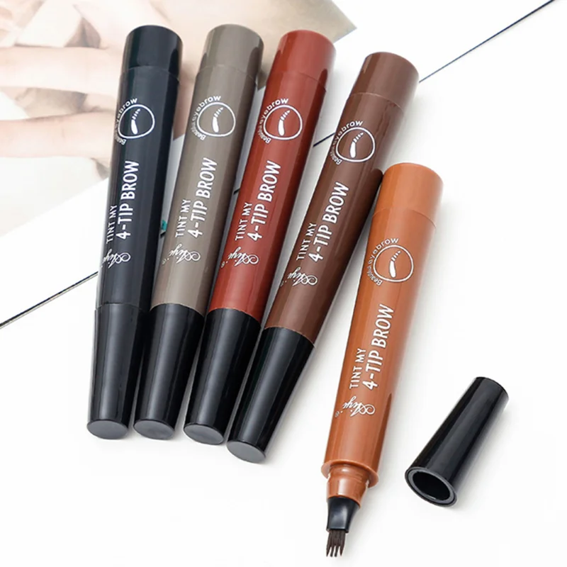

5 Colors Long Lasting Brown Liquid Eyebrow Pen Waterproof 4 Fork Tip Eyebrow Tattoo Pencil Women Eye Cosmetic Beauty Makeup
