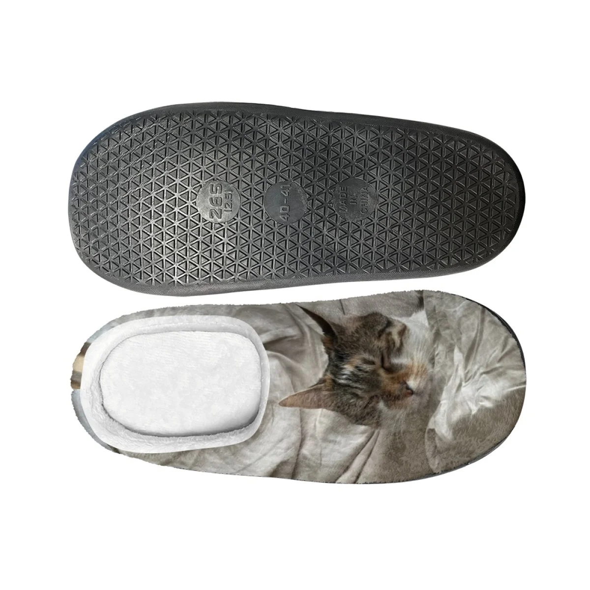 Симпатичные теплые тапочки унисекс для пар с 3D рисунком кошки зимние