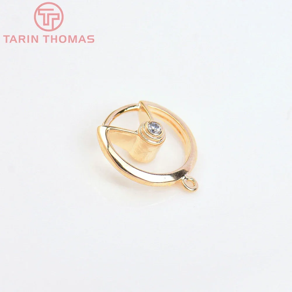 (5645) 4 шт. 12 5 мм 24-каратное золото латунь с цирконом круглые подвески высокое