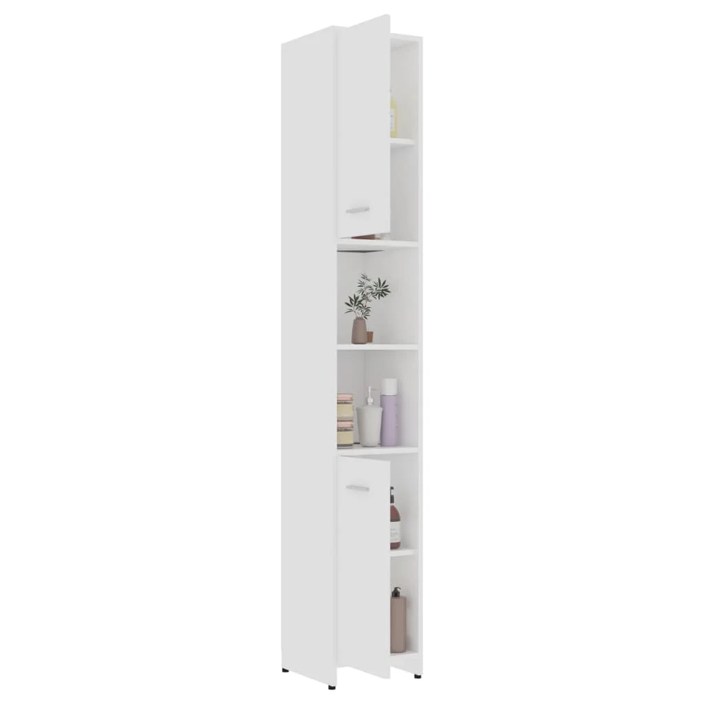 Bathroom Cabinet, Chipboard Cabinet, Bathroom Furntain White 30x30x183.5 cm