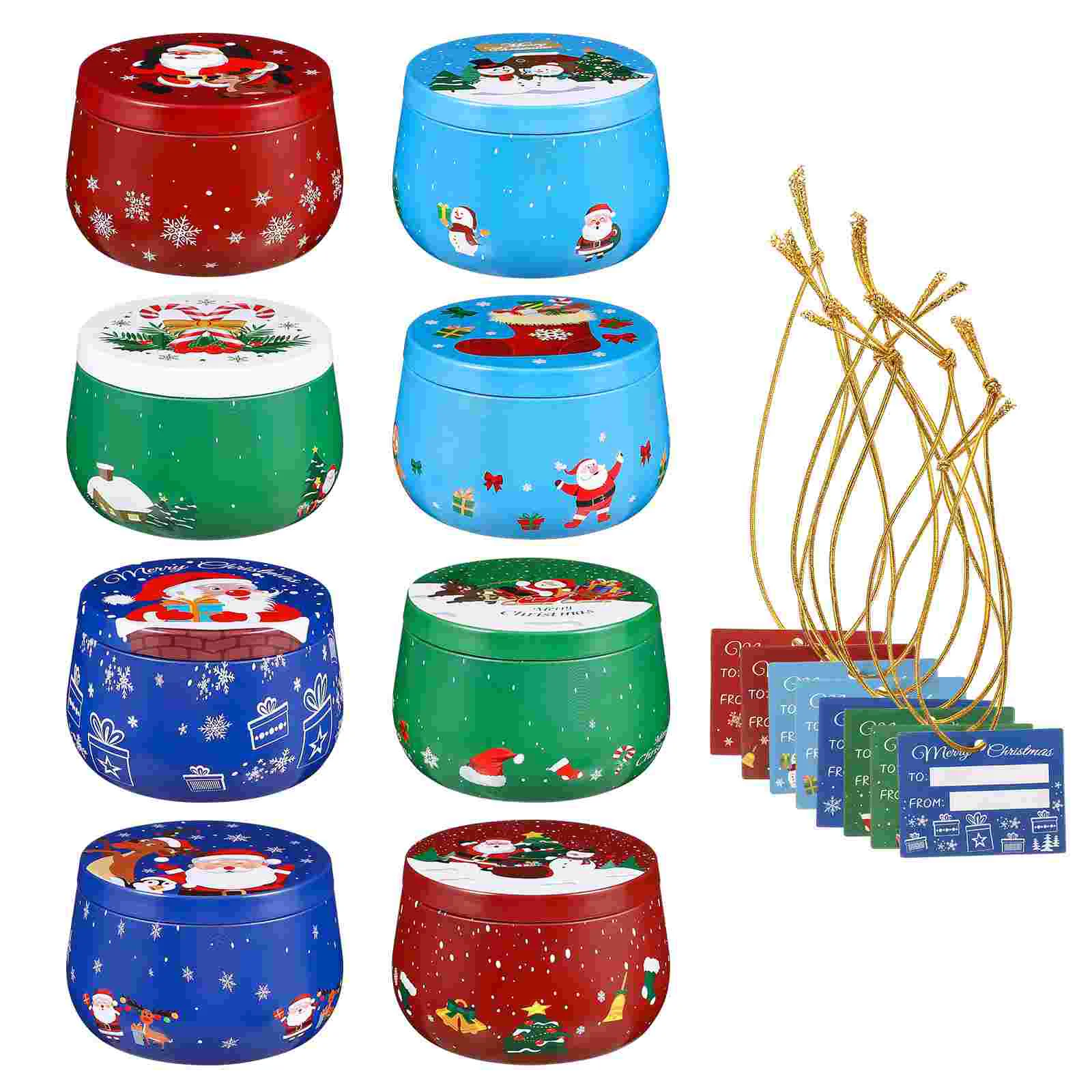 

Tin Cans Christmas Candy Jar Scented Candles Cover Jars Tinplate Biscuit Container Containers Metal Storage