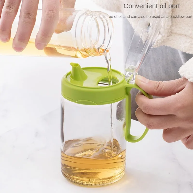 

CHAHUA Glass Oil Pot Household Oil Storage Tank Edible Small Sesame Oil Sauce Pot Large Capacity Oil Pots 550ml