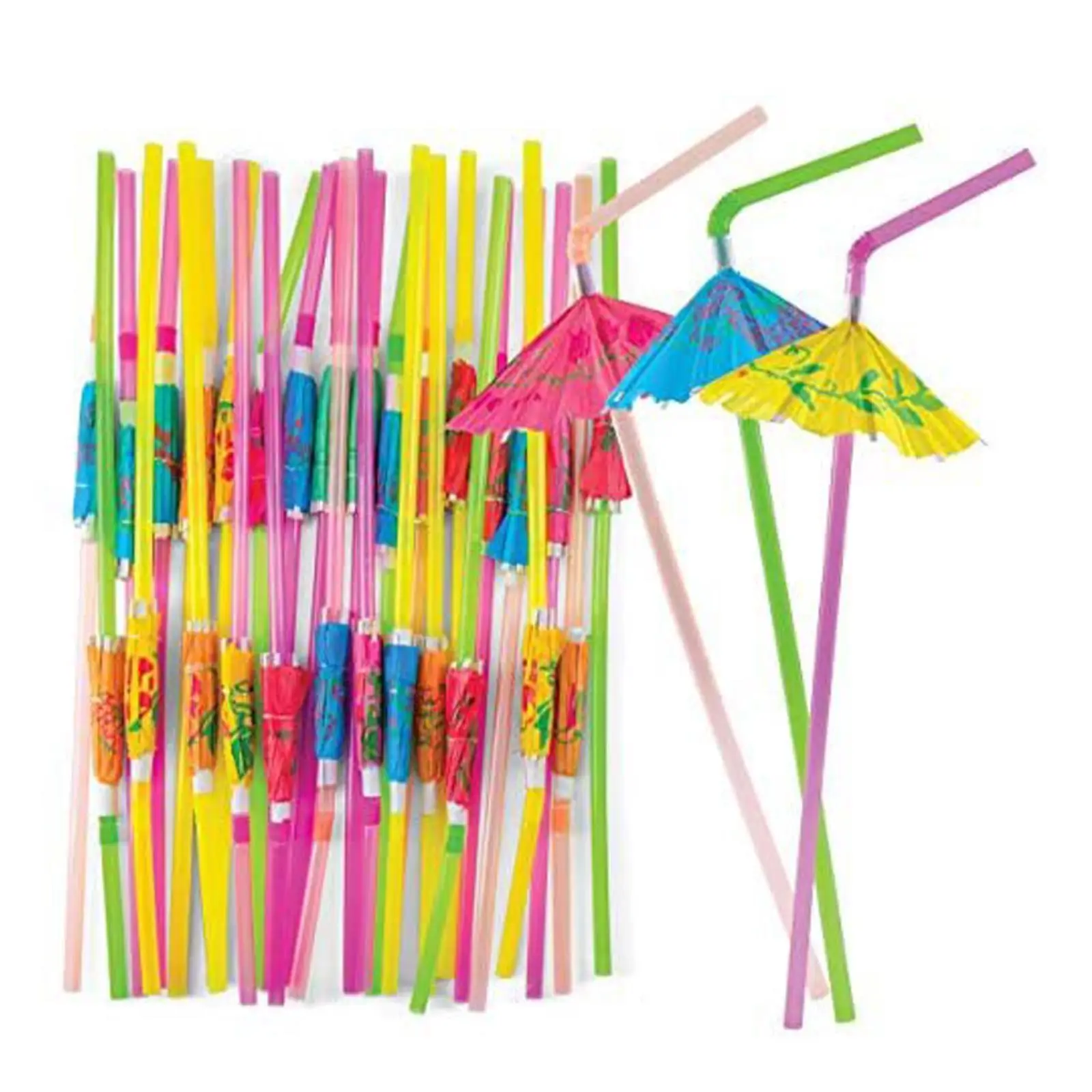 

Umbrella Parasol Drinking Straws Pineapple Disposable Straws For Hawaiian Cocktail Luau Party Decorations