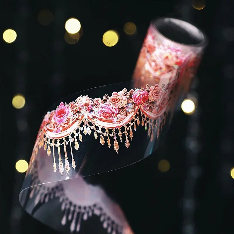 1 рулон 2 м ПЭТ-ленты клейкий акваскейзаж занавеска из бисера цветок мечты