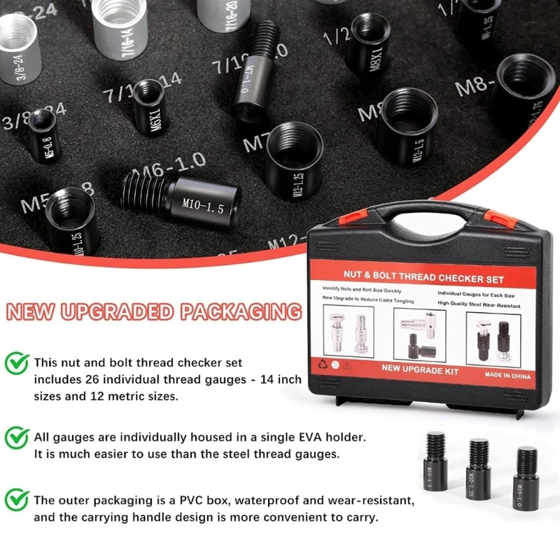Набор болтов гайок винтовых резьб дюймовых метрических датчиков измерительный