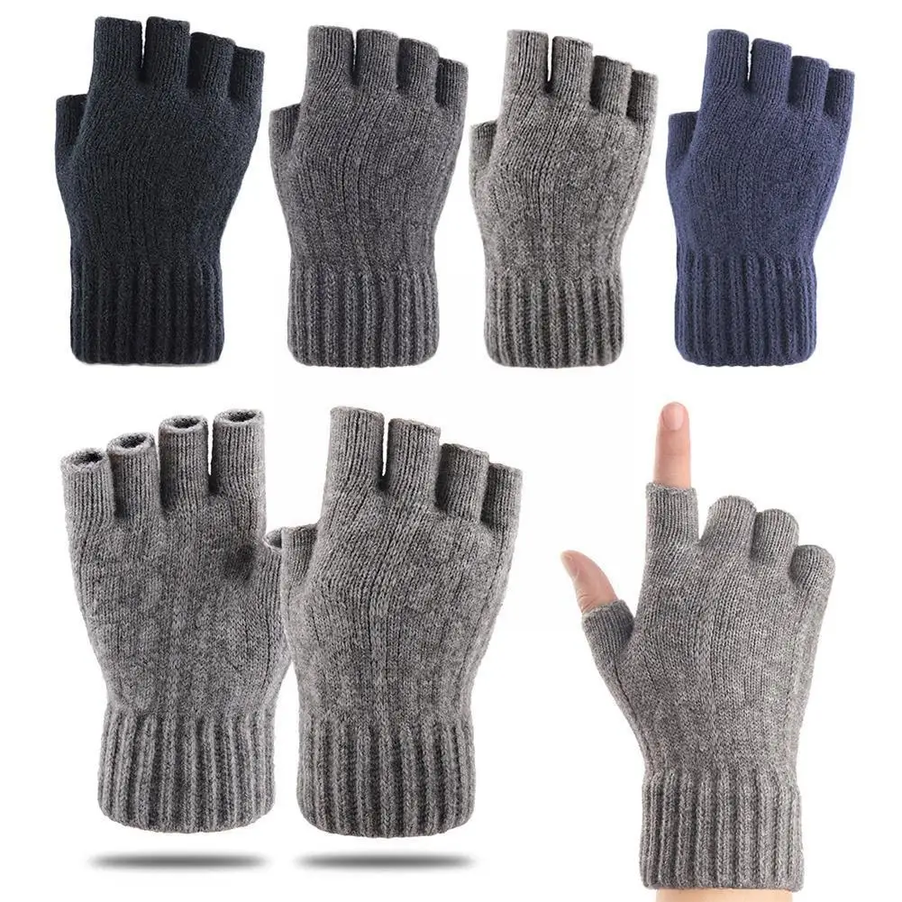 

Fingerless Thermal Fingerless Knitting Gloves Cotton Men Winter Support Touchable Wrist Outdoor Women Wristband Warm Hand S K0R0