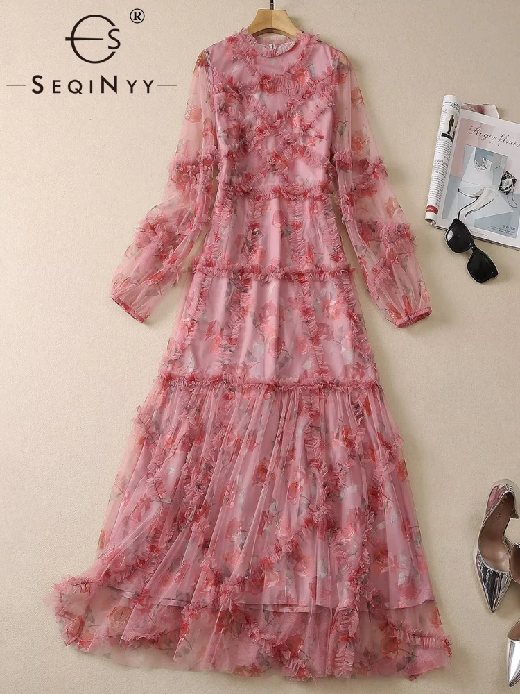 

Женское платье-миди с оборками, винтажное розовое платье с цветочным принтом, лето-весна