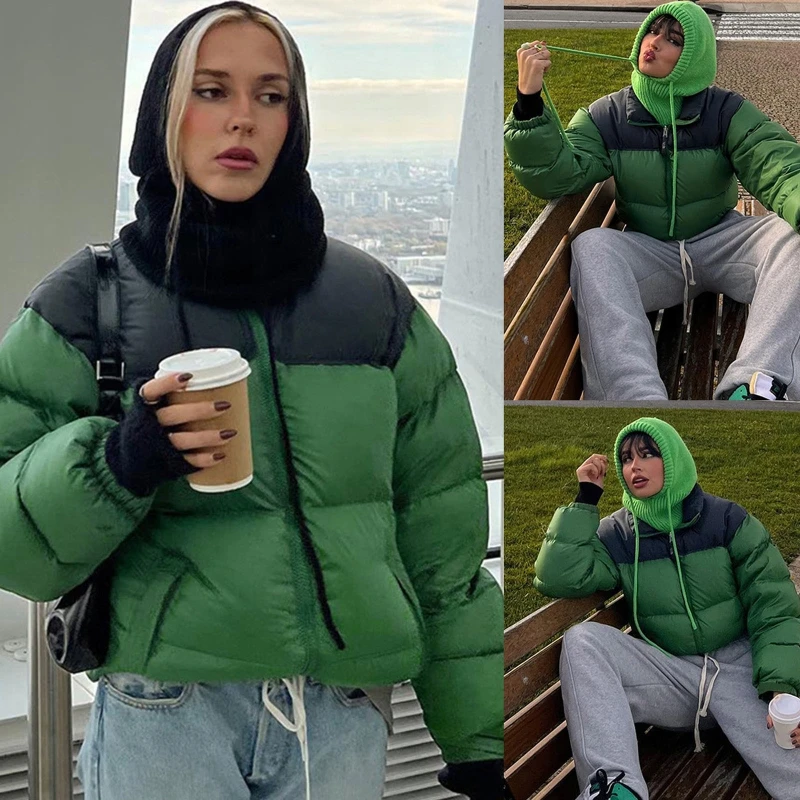 Winter Bread Cotton-Padded Jacket for Women Casual Zipper Up Warm Coats Sporty Style Loose Small Padded Jacket Outwear