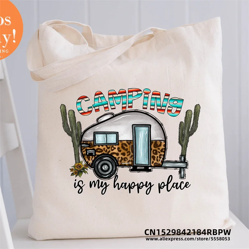 

Сумка-тоут на плечо для кемпинга с надписью «Ван Life Is My Happy Place»