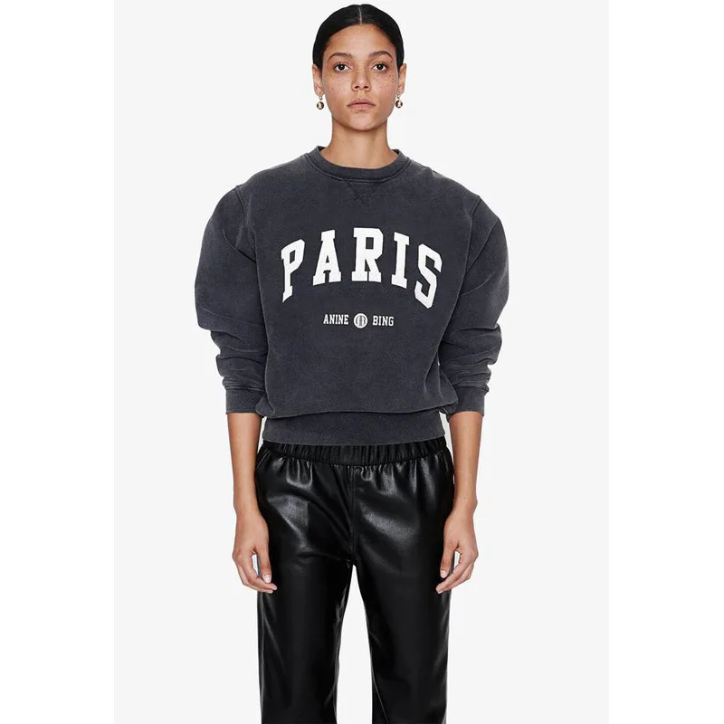 

22 New Winter Women's Wear AB Classic Letters Hand Embroidered Embroidered Letters Inside Grab Fleece Round Neck Hoodie