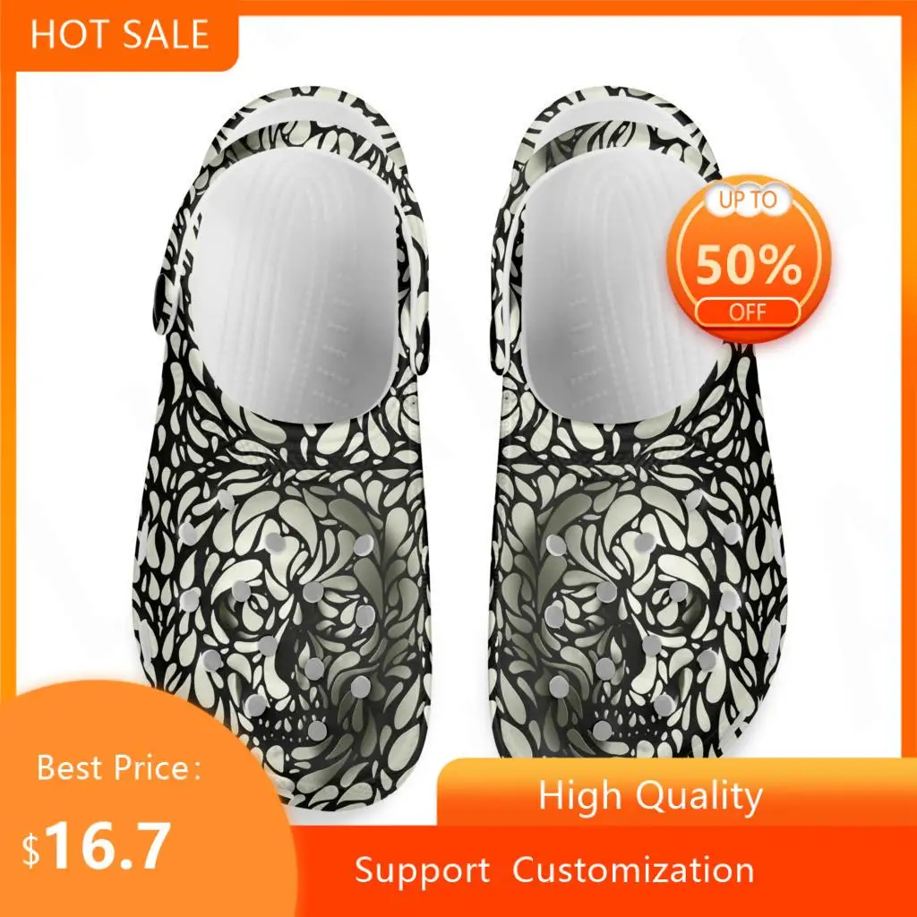 

Сандалии мужские с абстрактным 3D-принтом черепа, повседневные мягкие босоножки, без застежки, пляжные тапочки, лето