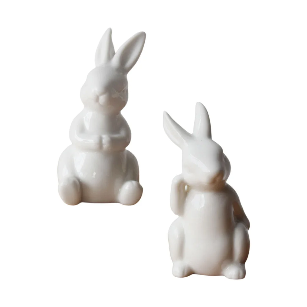 

Rabbit Bunny Figurine Decor Easter Figurines Animal Mini Ornament Statue Ceramic Garden Fairy Home Figures Figure Desktop