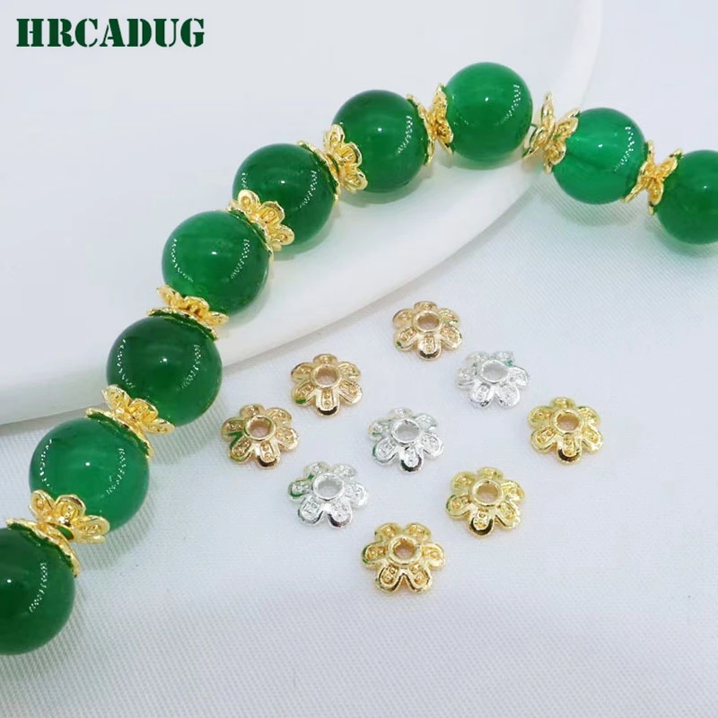 7mm Jewelry Accessories Bead Caps 18K Gold Plated Metal Small Flower Bead Caps DIY Bracelet Necklace Making Supplies End Caps