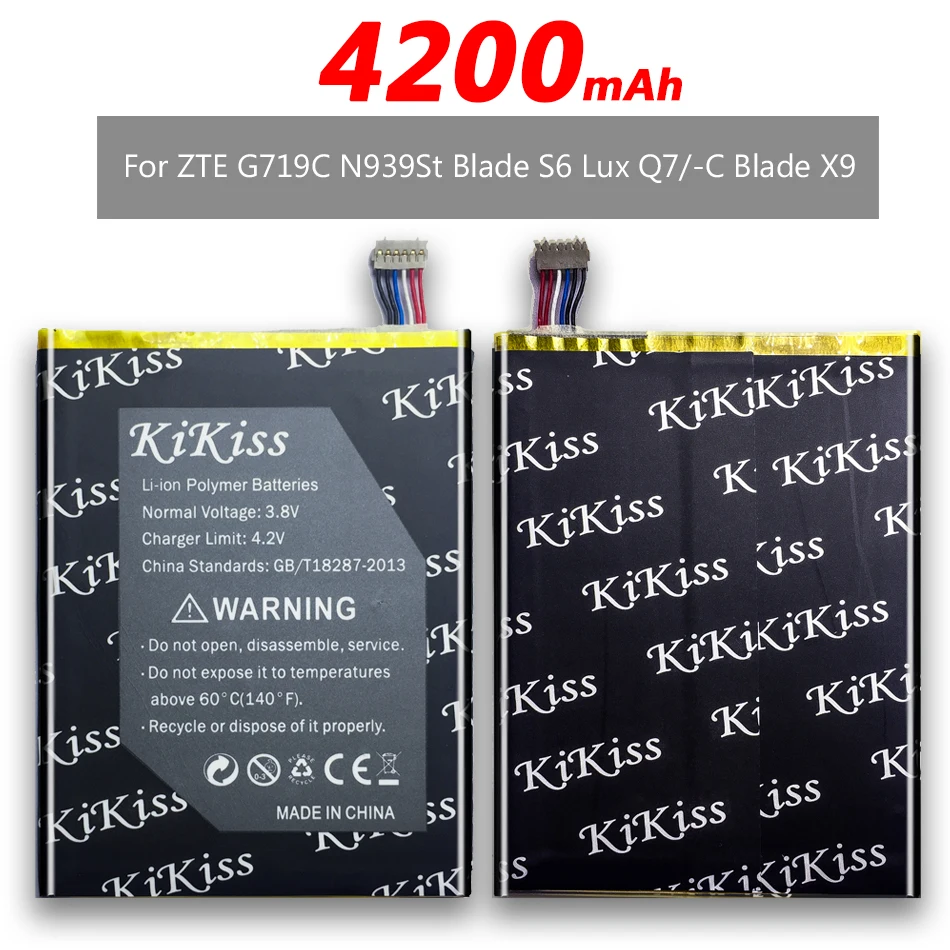 Аккумулятор KiKiss 4200 мАч для ZTE Li3830T43P6h856337 аккумулятор Blade X9 A711 S6 Lux Q7/-C G719C N939St N939SD N939SC