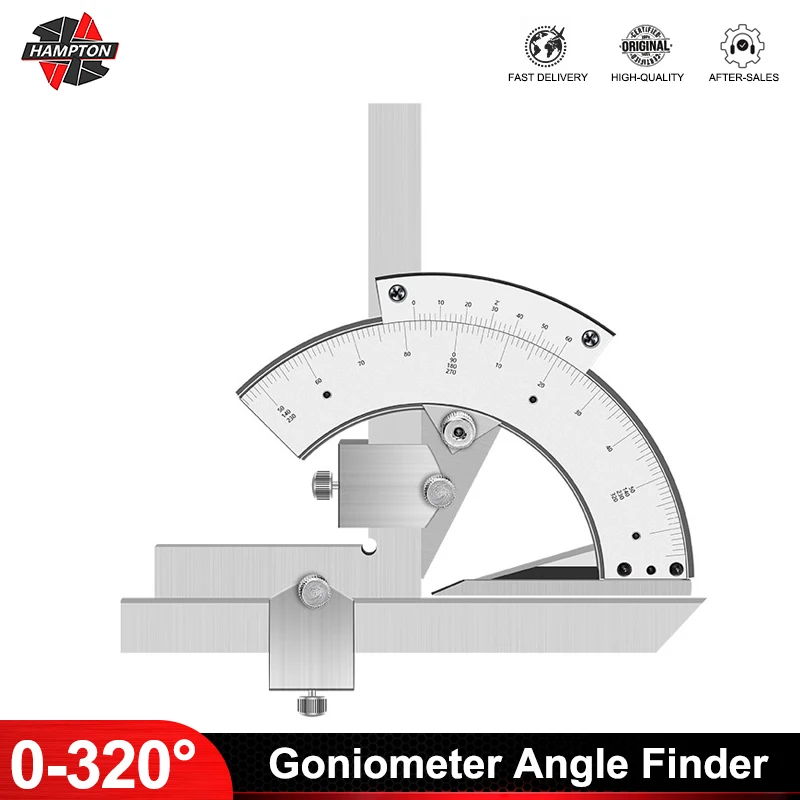 

HAMPTON Cursor Universal Angle Ruler 0-320 Degrees Bevel Protractor Angle Measuring Stainless Steel Angle Ruler Woodworking1pc