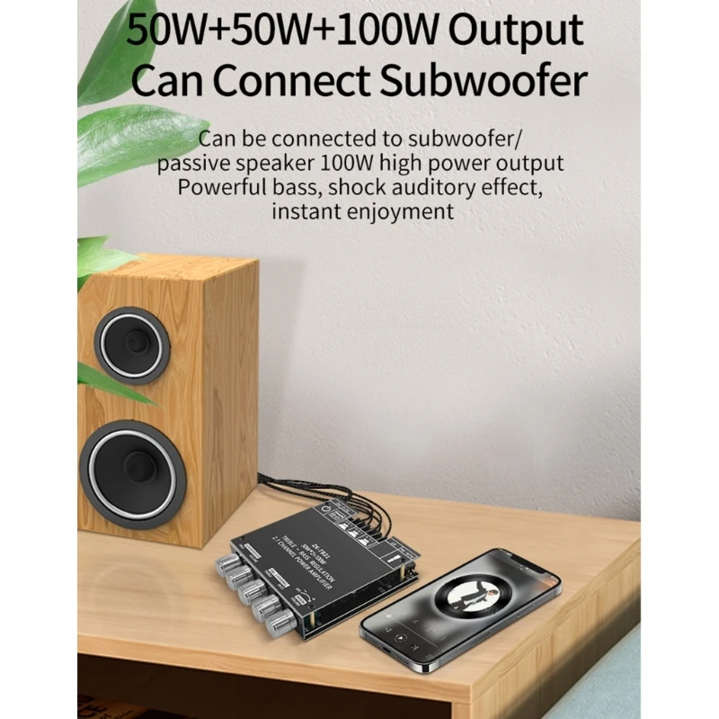 ZK TB21 2 1-канальный BT5.0 TPA3116D2 цифровой усилитель мощности 50 Втx2 + 100 Вт сабвуфер