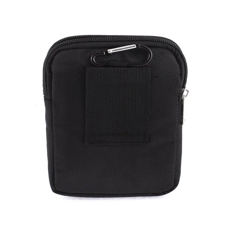 Men's Zippered Coin Phone Cards Holder Waist Belt Pack Bag Wallet Black