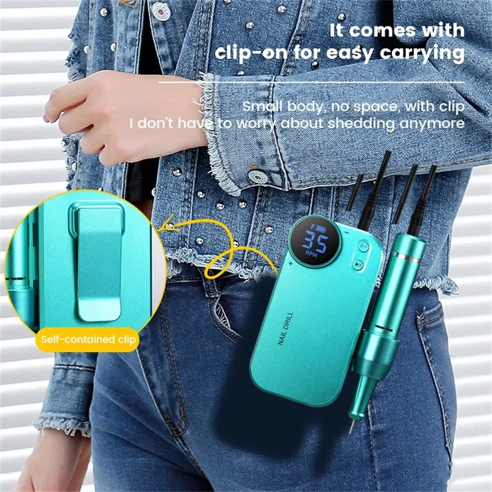 ity przenośna akumulatorowa wiertarka do manicure 35000 obr./min. Szybkie narzędzie wibracyjne profesjonalnej pielęgnacji ...