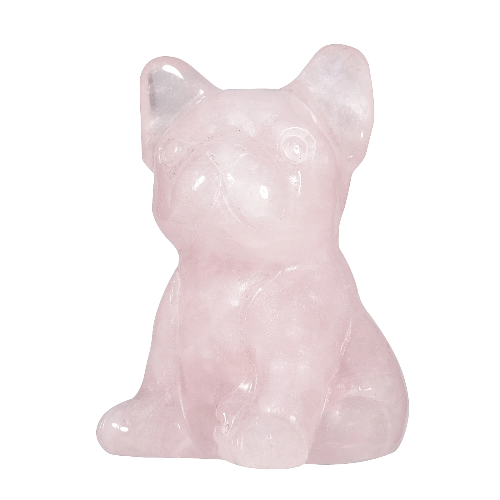 

Natural Rose Quartz Crystal Stone Figurine Lovely Mini Animal Dog Statue Pocket Stones For Room Decor