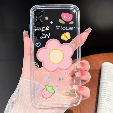 Чехол для телефона Samsung Galaxy M35 M55 C55 F55 5G с милыми цветами, легкий чехол для Galaxy M 35, мягкий силиконовый прозрачный бампер