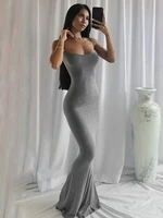 sexy spaghetti strap backless summer prom dress women lace up trumpet long dress elegant bodycon party dresses vestidos mujer