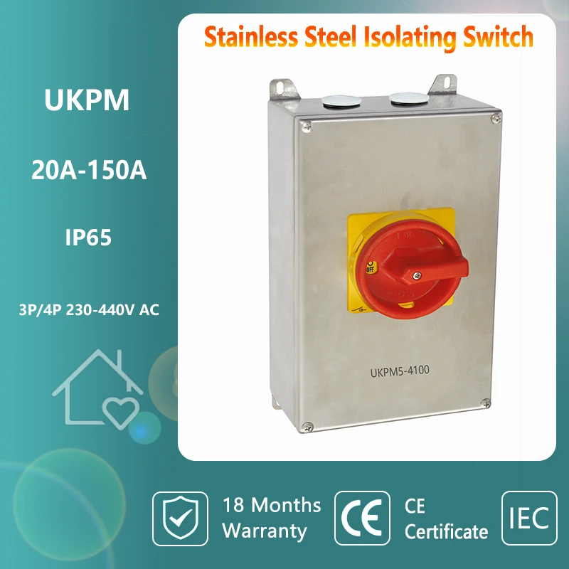 

Stainless Steel Enclosure Isolator Switch IP65 3Pole 63A 4P40A 4P63A 4P80A 4P100A 4P125A 4P150A
