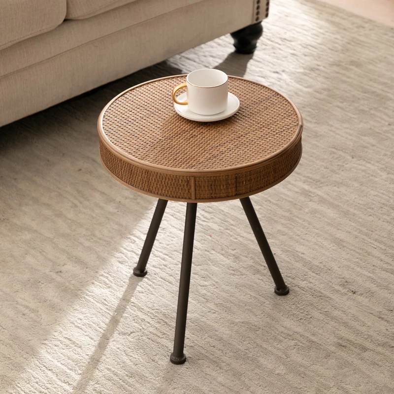 Modern Living Room Sofa Tables Coffee Rattan Wooden Italian Design Home Furniture Sofá Y Mesa LLST